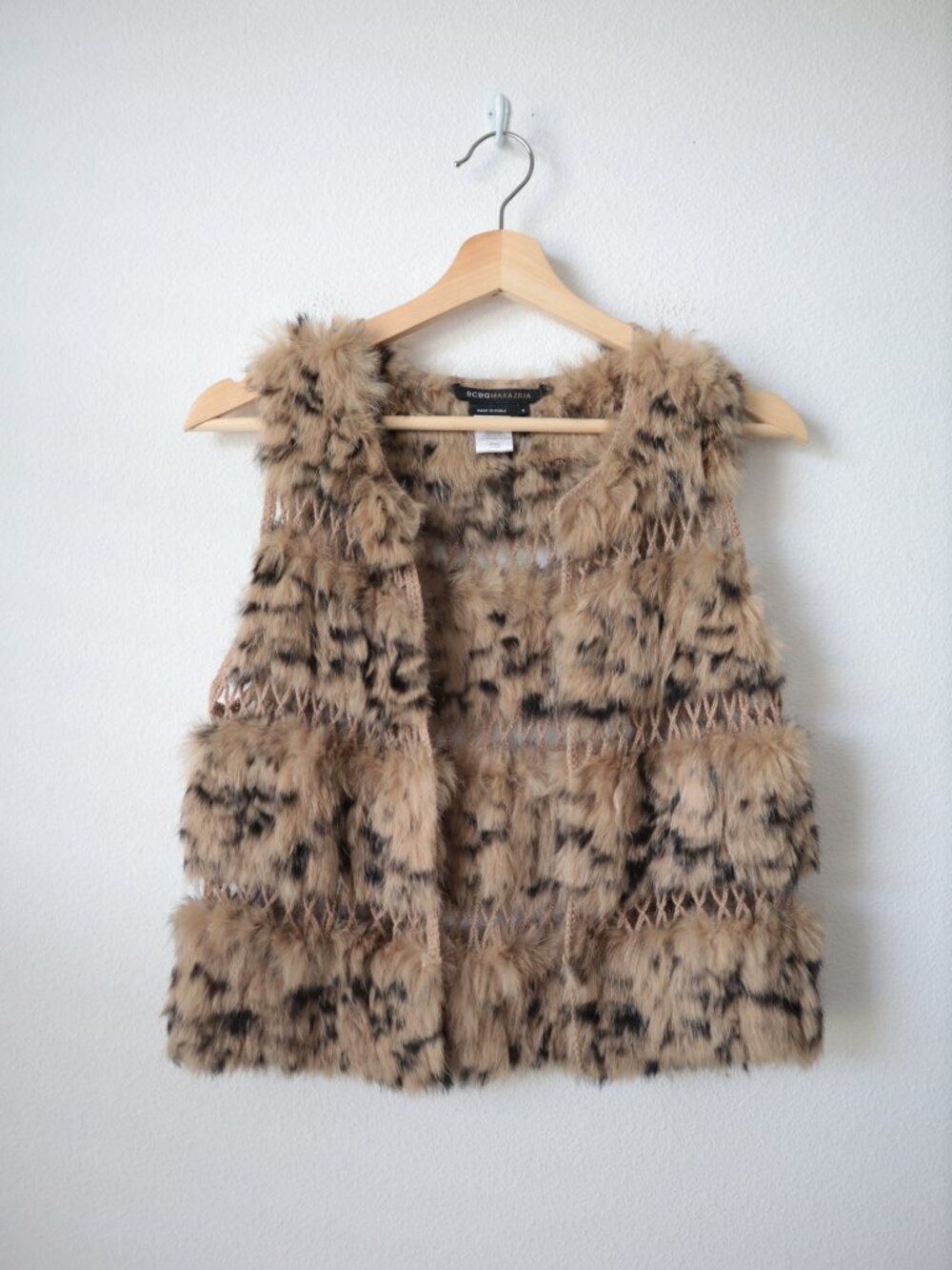 BCBG Max Azria Rabbit Fur Crochet Vest | S